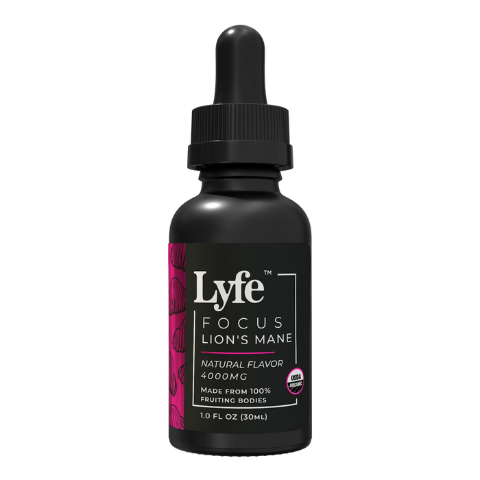 Lyfe Functional mushroom tincture
organic for focus, lion's mane mushrooms.