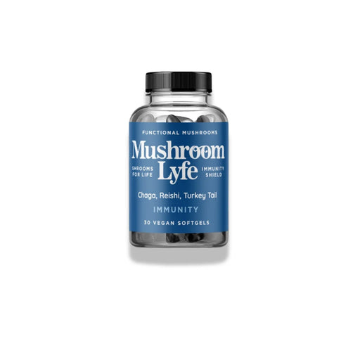 Mushroom Lyfe Immunity softgels with Chaga, Reishi, and Turkey Tail functional mushrooms for immune health