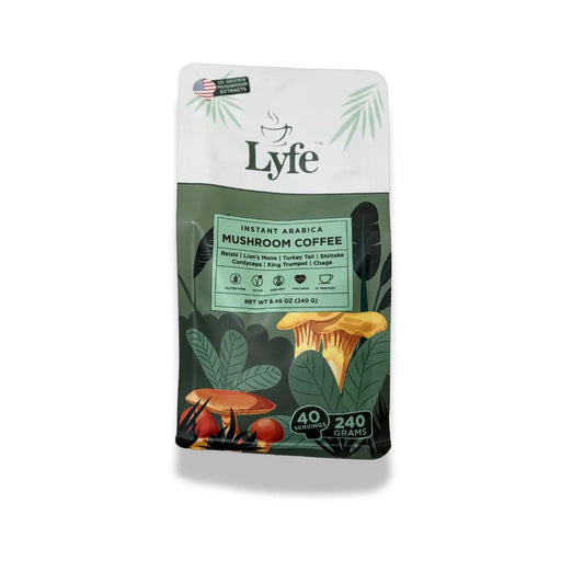  Arabica mushroom coffee from Functional Lyfe with 7 functional mushrooms.